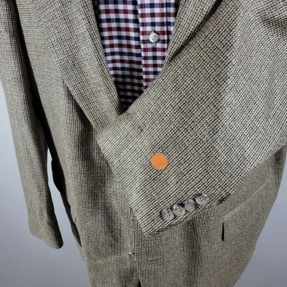 Robert Stock Men's Sport Coat Blazer Two Button Beige Silk Size about‎ 50R